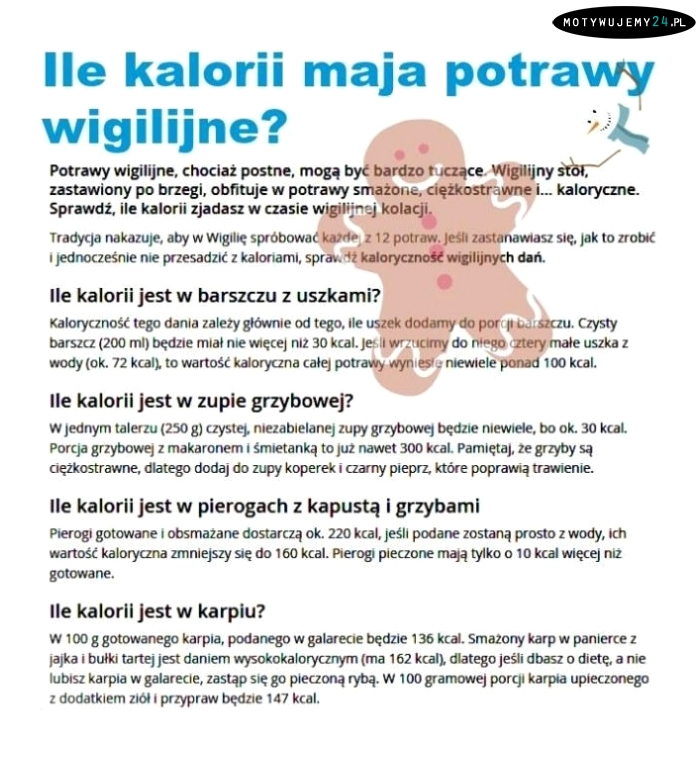 Ile kalorii mają potrawy wigilijne?