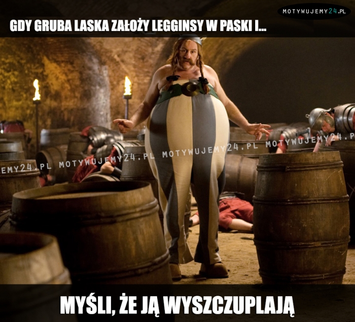 Gdy gruba laska założy legginsy w paski i...