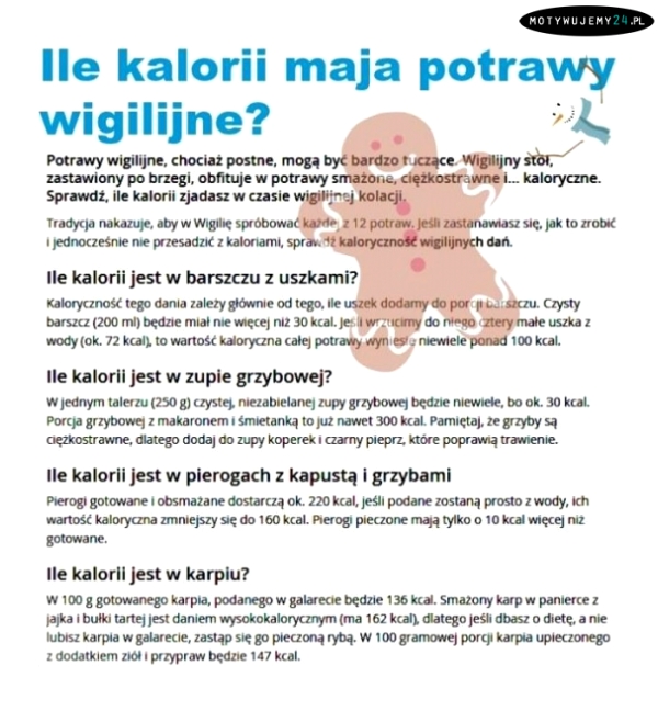 Ile kalorii mają potrawy wigilijne?